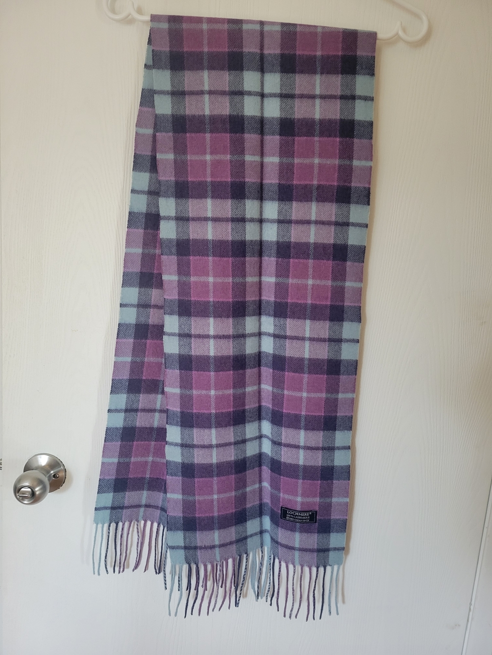 Lochmere 100% Cashmere Scarf in Lavender & Light Blue